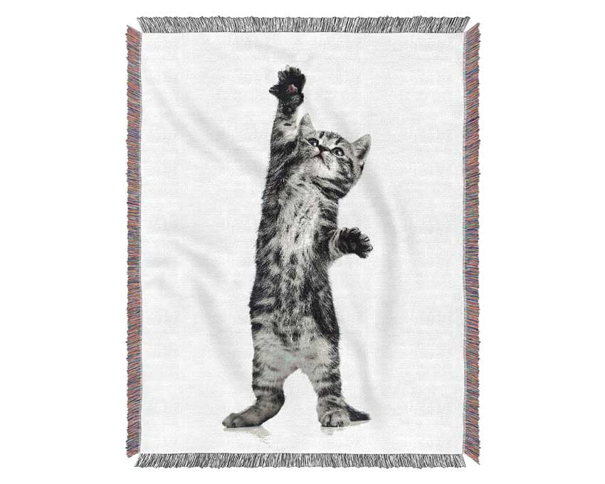 High Five Cat Woven Blanket