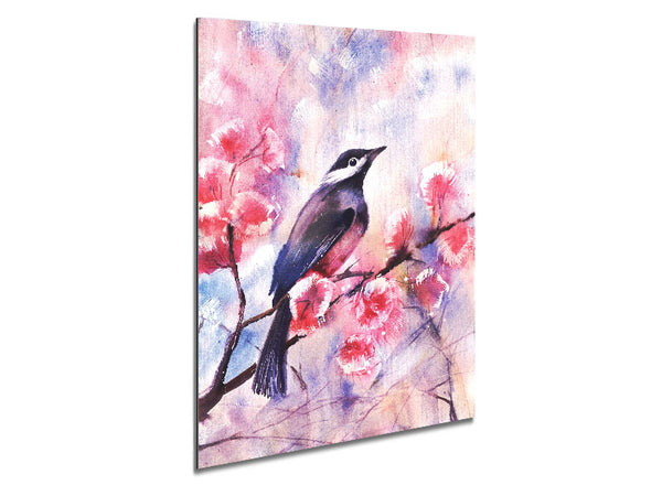 Cherry Blossom Bird Metal Print