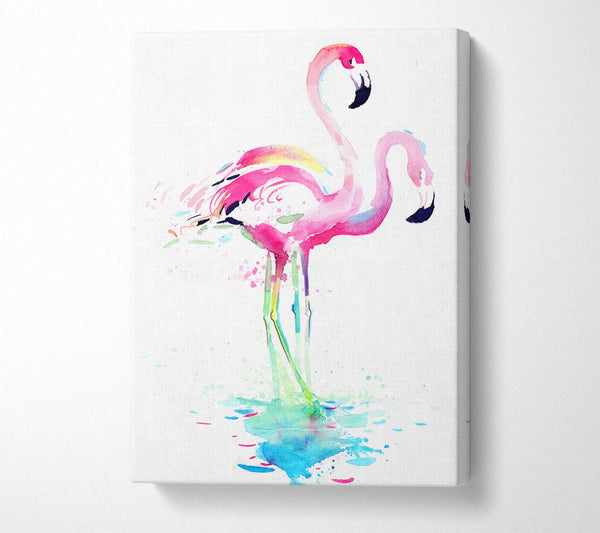  A Canvas Print of Flamingo Watercolour Canvas Wall Art