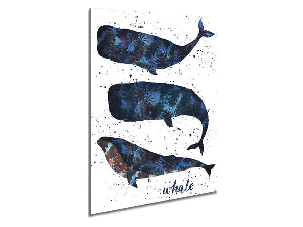 Whale Palm Leaves Metal Print