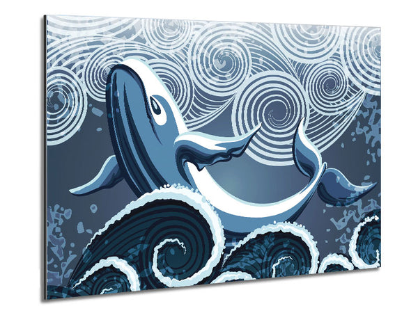 Whale Wave Metal Print