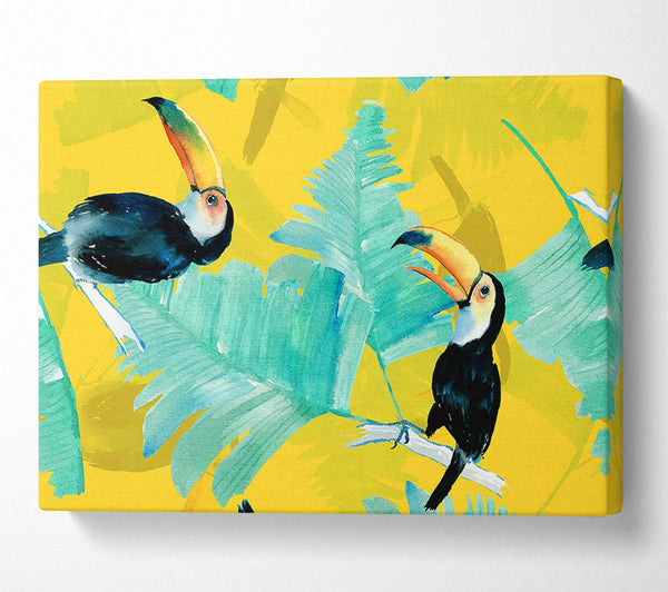  A Canvas Print of Toucan Palm Leaves Canvas Wall Art