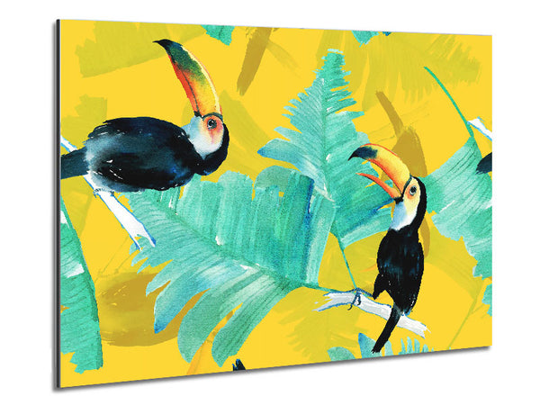 Toucan Palm Leaves Metal Print