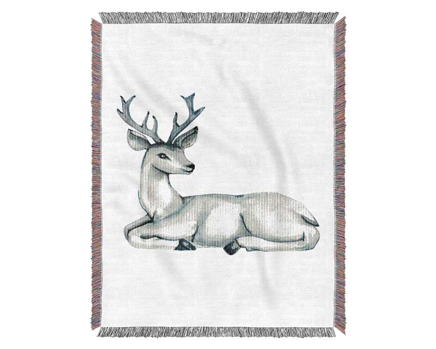 Female Deer Resting Woven Blanket