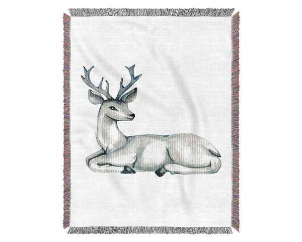 Female Deer Resting Woven Blanket
