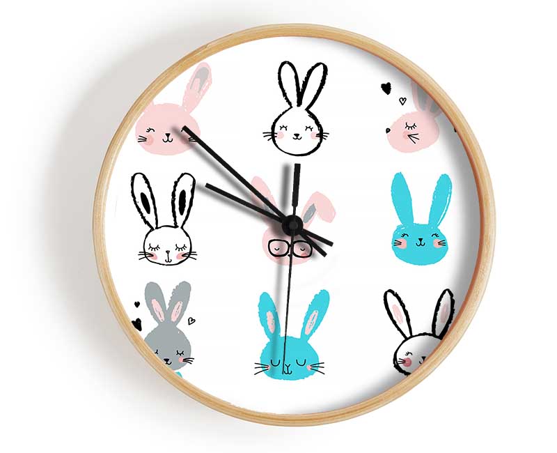 Rabbit Faces Clock - Wallart-Direct UK