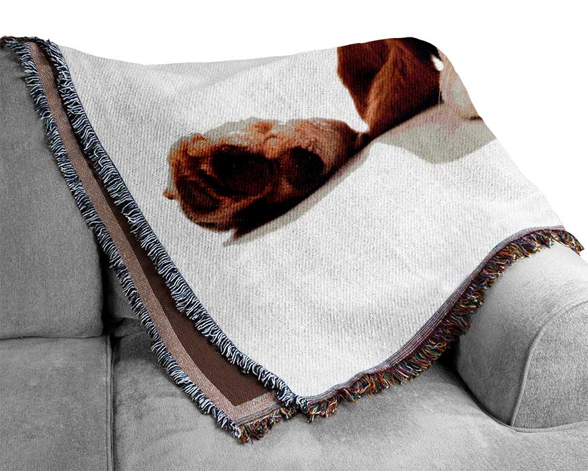 Lazy Basset Hound Dog Woven Blanket