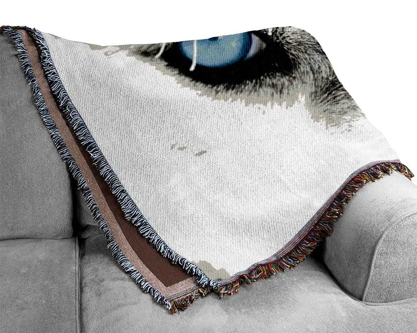 Husky Dog Blues Woven Blanket