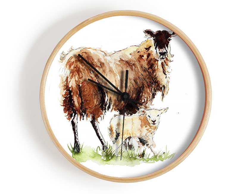 Mother and Baby Lambs Clock - Wallart-Direct UK