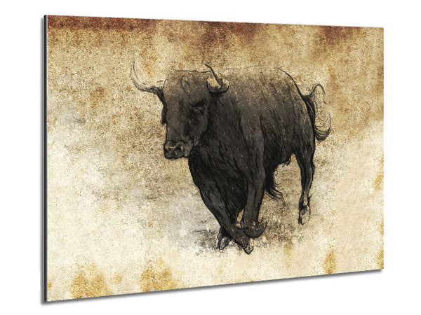 Bull Charging Metal Print