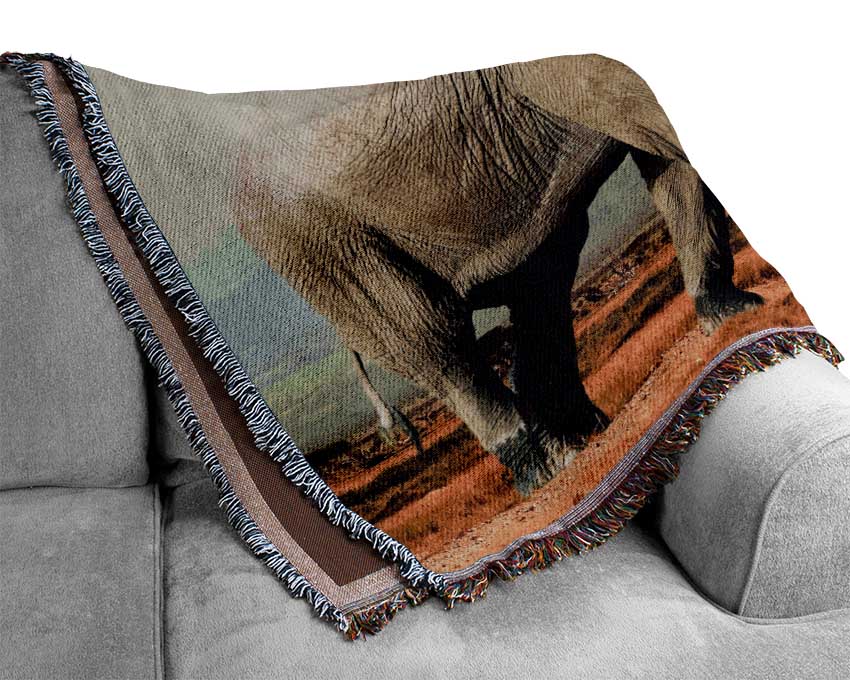 Elephant Roaming Woven Blanket