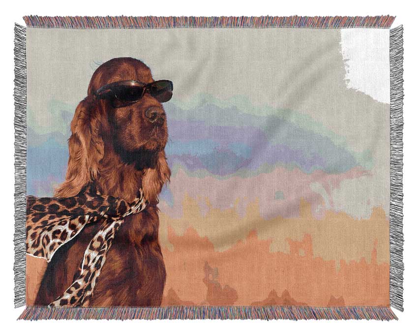 Glamorous Irish Setter Dog Woven Blanket