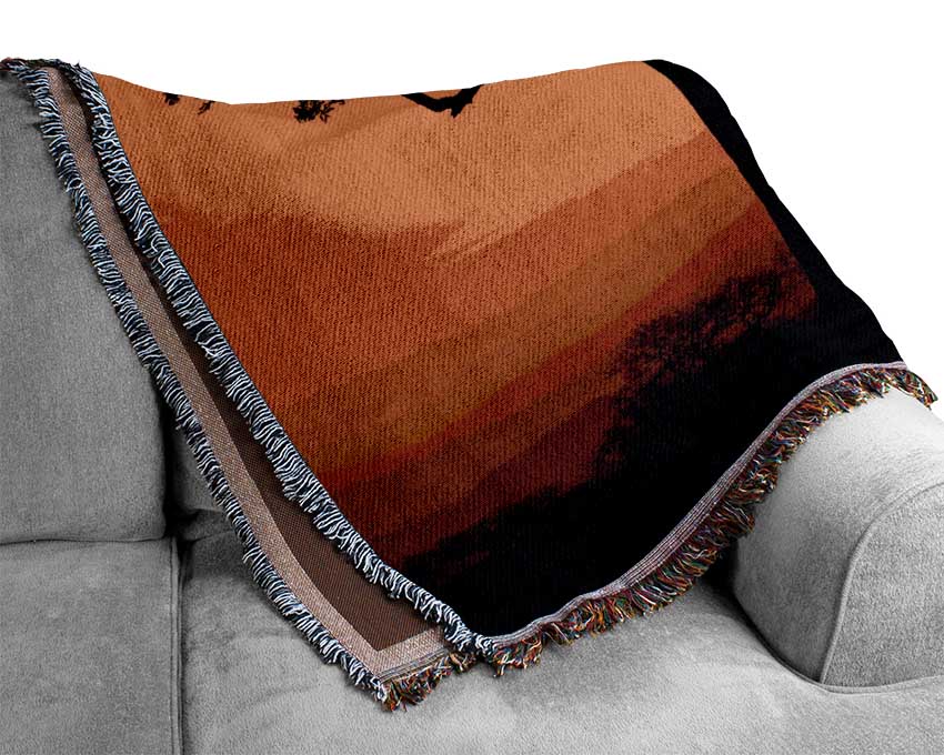 Elephant Safari Sunset Woven Blanket