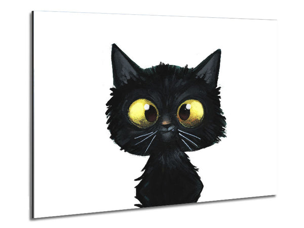 Funny Black Cat Metal Print