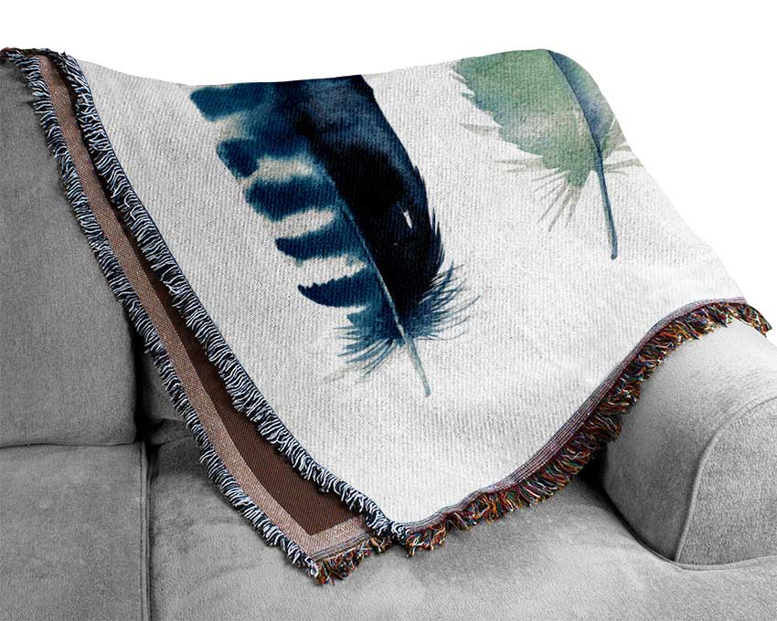 Night Feathers Woven Blanket