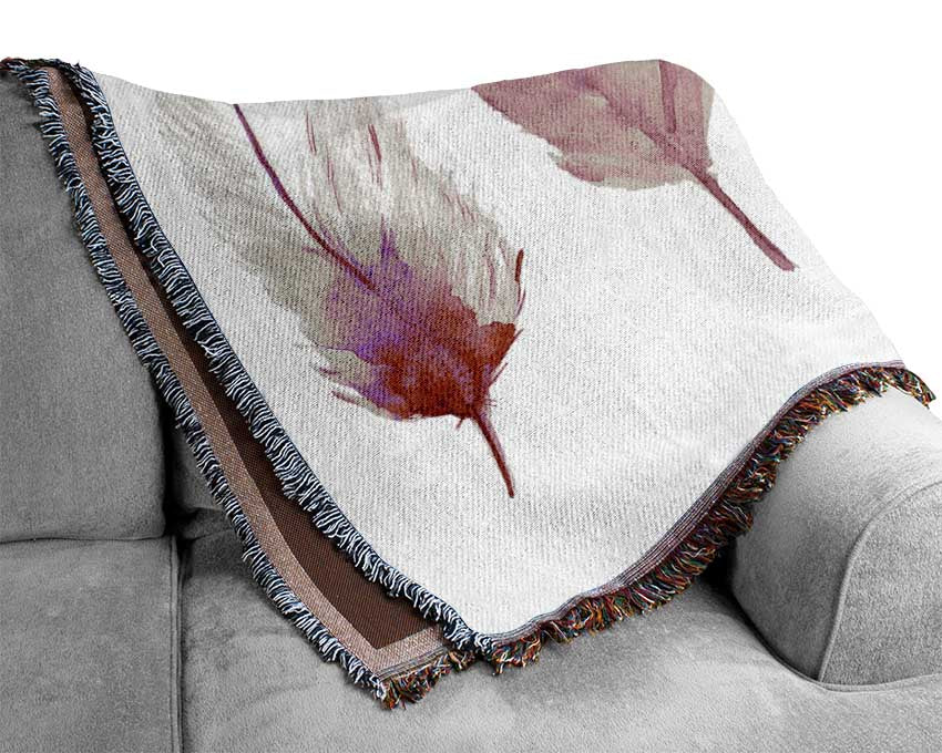 Pink Indian Feathers 1 Woven Blanket