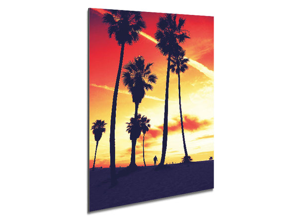 Palm Tree Sunset Metal Print