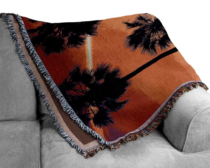 Palm Tree Sunset Woven Blanket