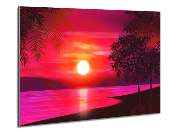 Pink Ocean Glow Metal Print