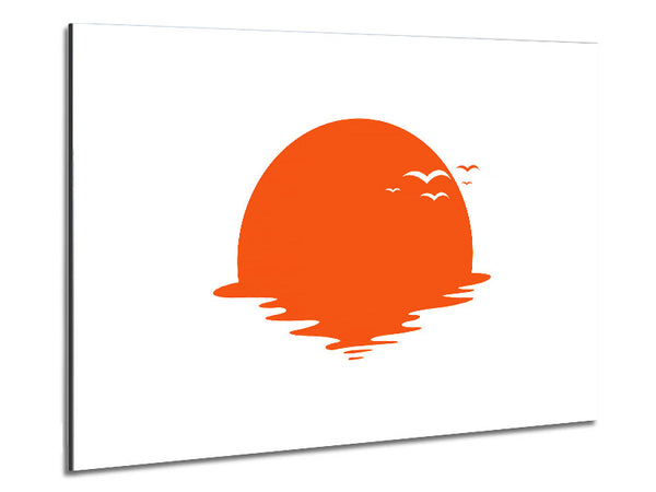 Birds In The Orange Sun Metal Print