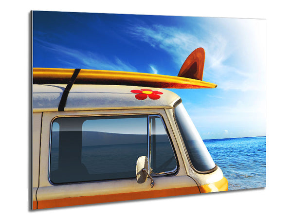 Camper Van Ready For The Waves Metal Print