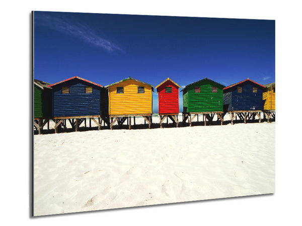 Beach Hut Skies Metal Print
