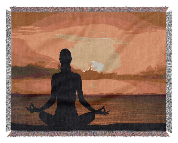Meditating Sunset Glow Woven Blanket