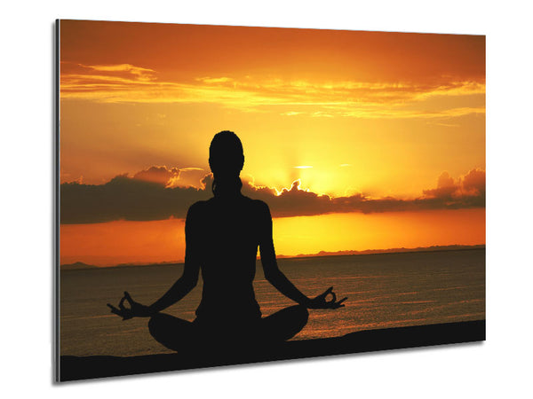 Meditating Sunset Glow Metal Print