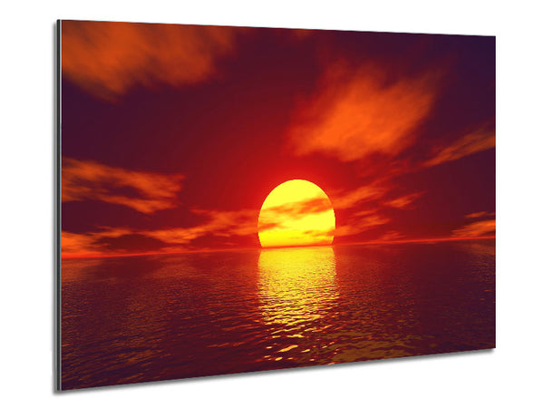 Golden Sun In The Red Sky Metal Print
