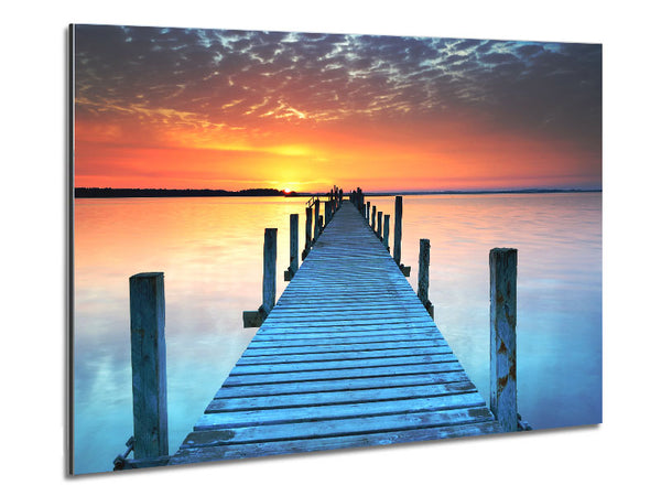 Peaceful Boardwalk Skies Metal Print