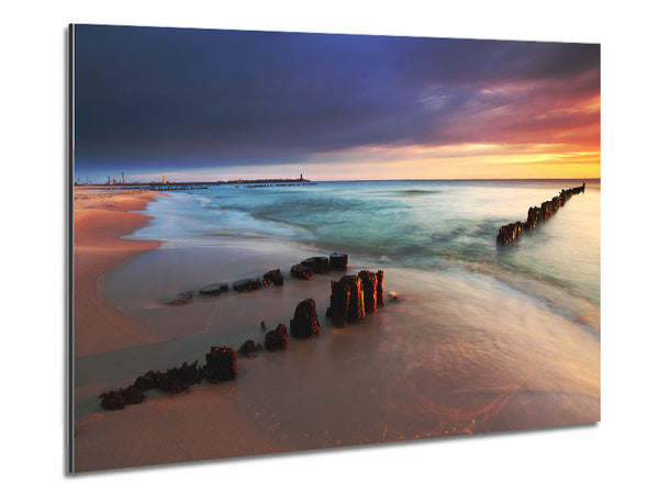Distant Pier Ocean Metal Print