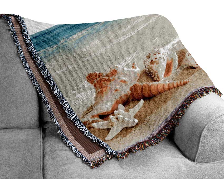 Ocean Shells Woven Blanket