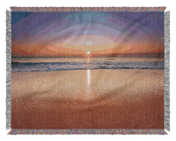 Distant Ocean Sunset Woven Blanket
