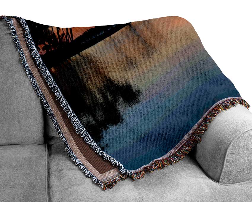 Reflections Of The Palm Trees Woven Blanket