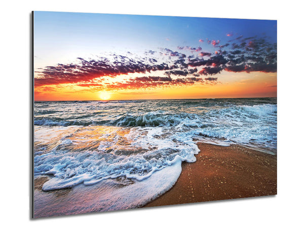 Ocean Sunset Swell Metal Print