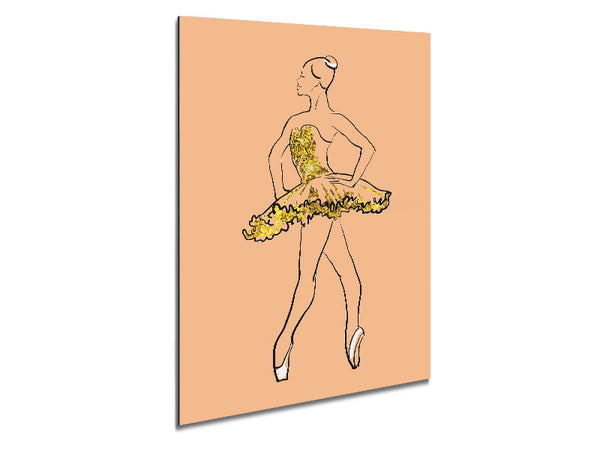 Golden White Ballerina Metal Print