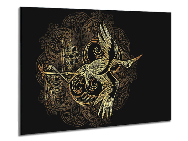 Golden Crane Metal Print