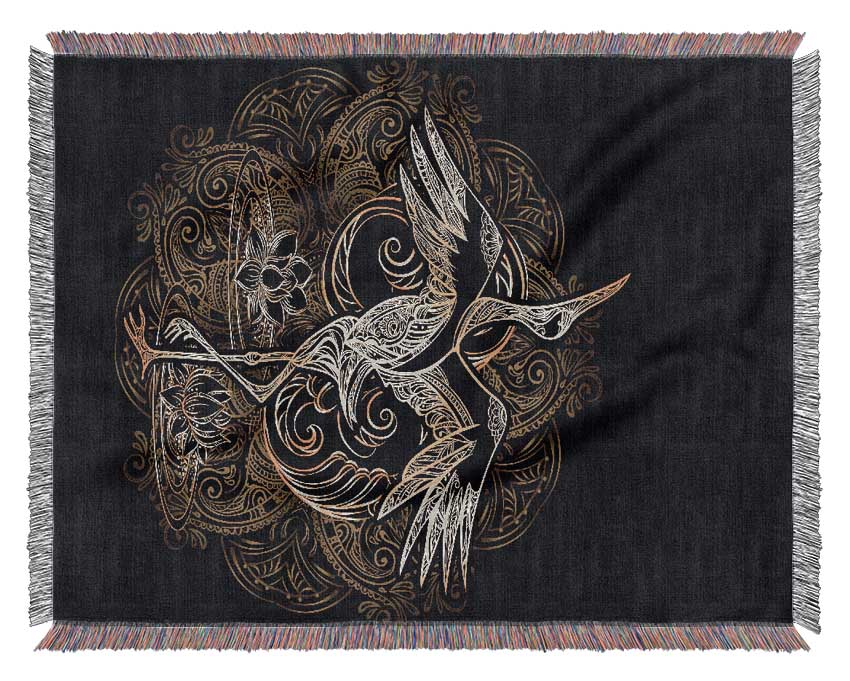 Golden Crane Woven Blanket