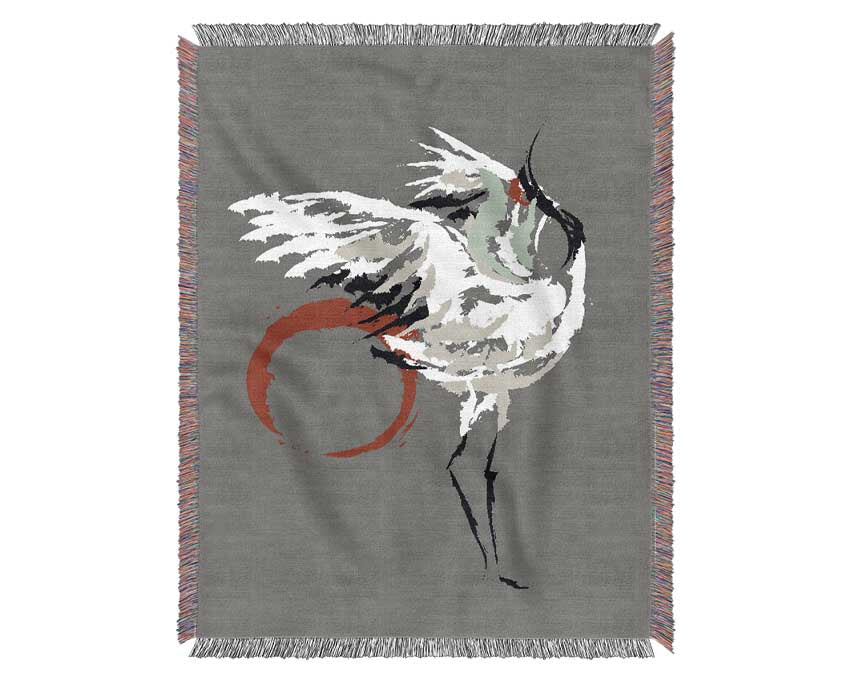 Japanese Crane 2 Woven Blanket