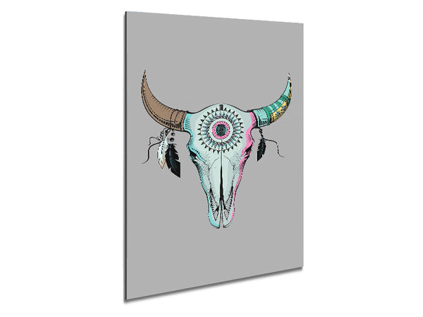 Red Indian Goats Head Metal Print