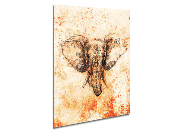 Stunning Indian Elephant Drawing Metal Print