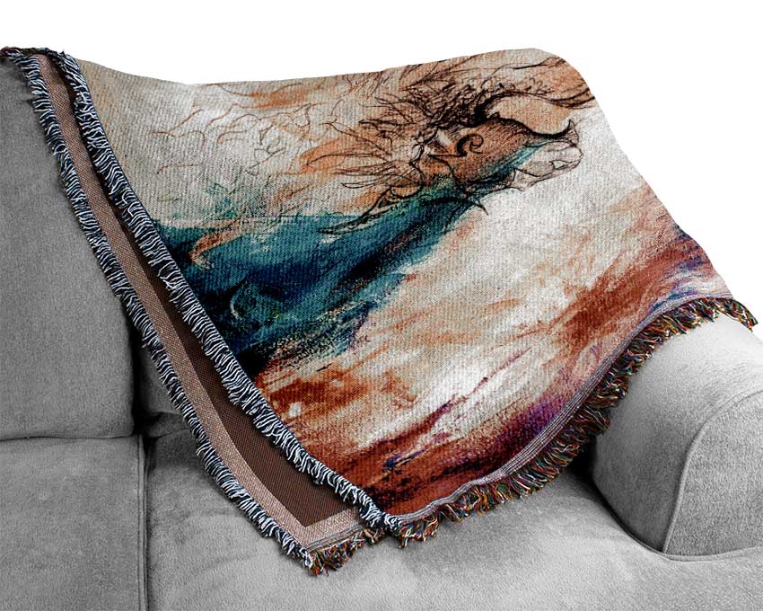 Red Indian Painting Woven Blanket