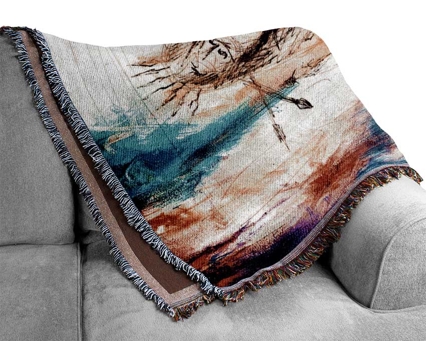Red Indian Warrior Princess Woven Blanket
