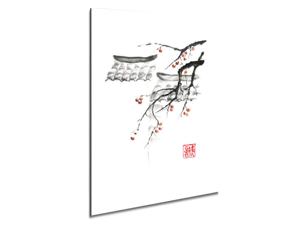 Chinese Cherry Blossom Roof Tops Metal Print