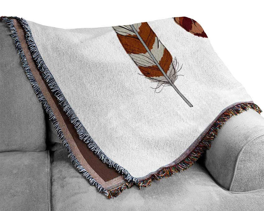 Red Indian Feathers Woven Blanket