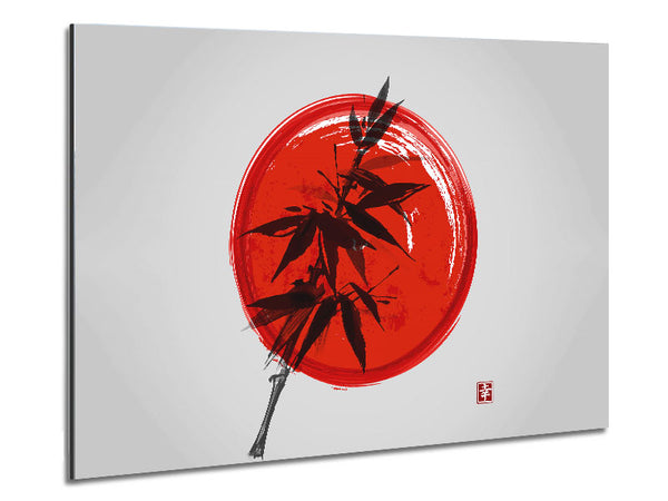 Bamboo Against The red Sun Metal Print