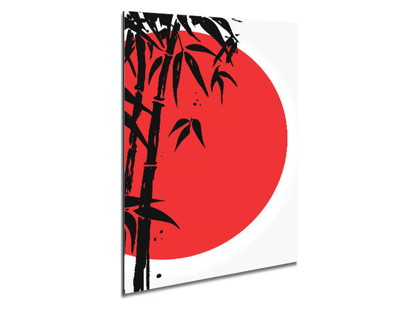 Red Sun Through The Japanese Bamboo Metal Print