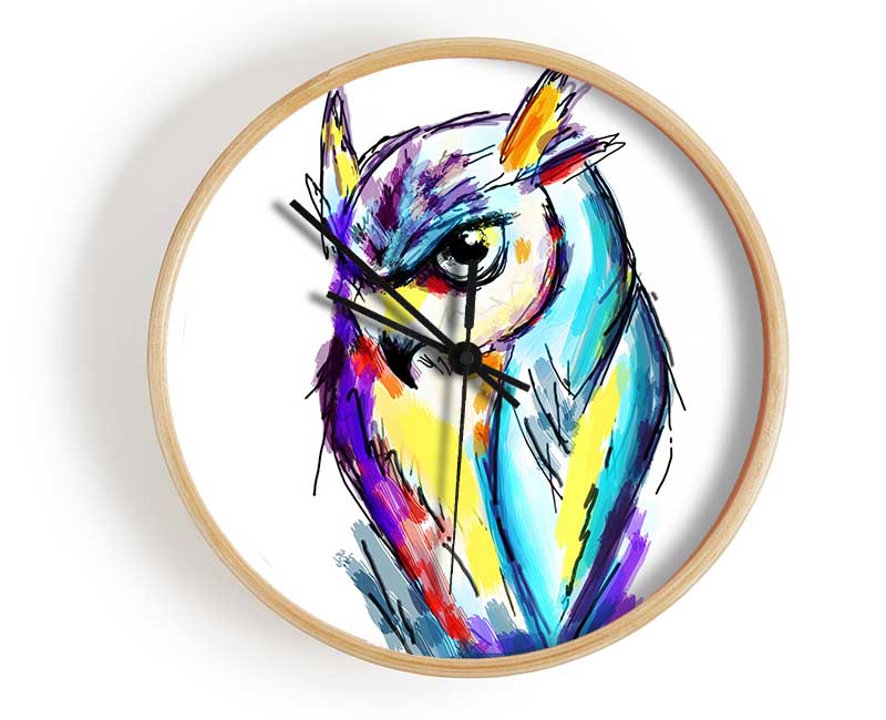 Rainbow Owl Clock - Wallart-Direct UK