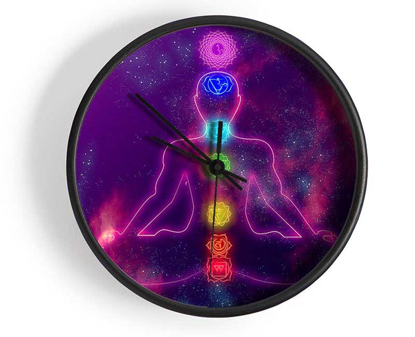 Chakra Meditation Colours 3 Clock - Wallart-Direct UK