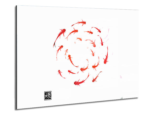 Koi Fish In The Circle Of Life Metal Print